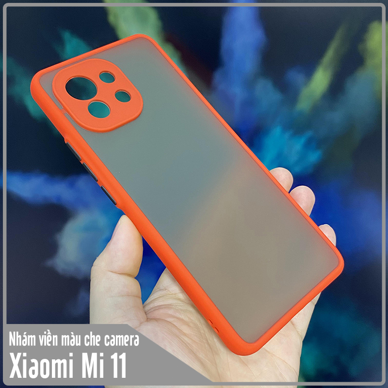 Ốp lưng cho Xiaomi Mi 11 nhám viền màu che camera