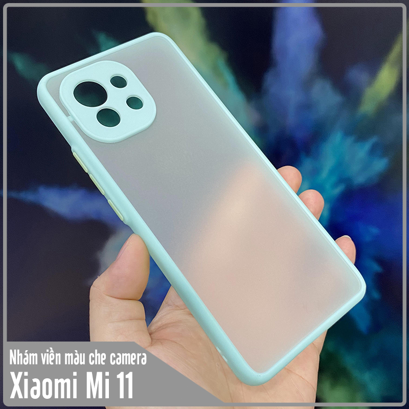 Ốp lưng cho Xiaomi Mi 11 nhám viền màu che camera