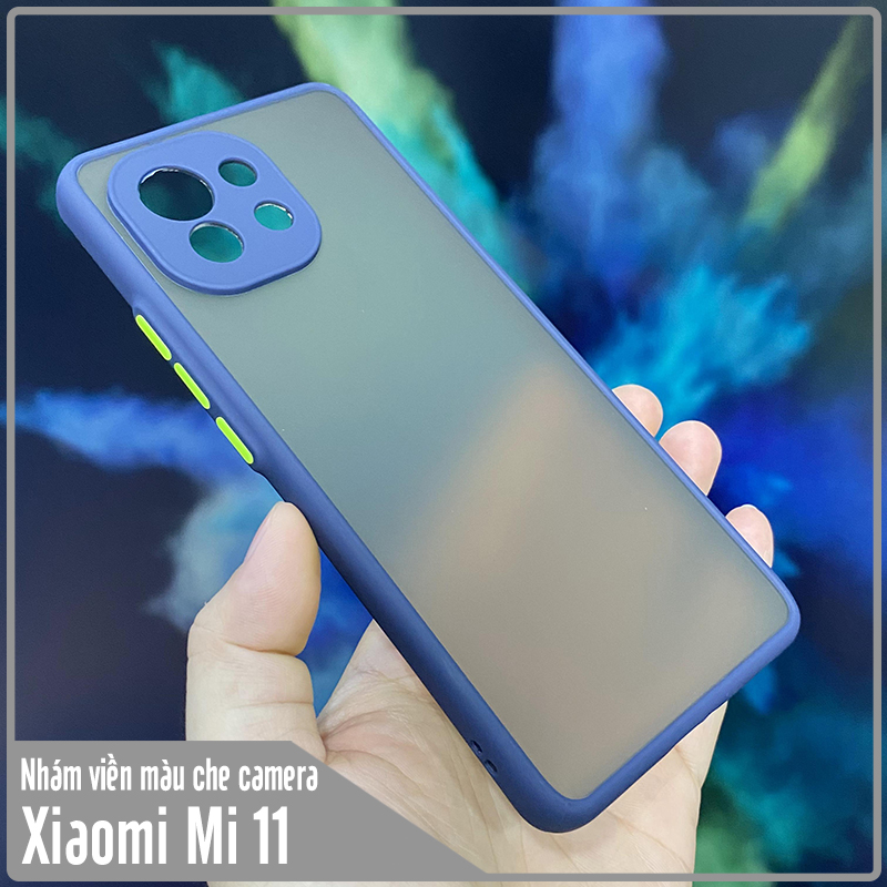 Ốp lưng cho Xiaomi Mi 11 nhám viền màu che camera