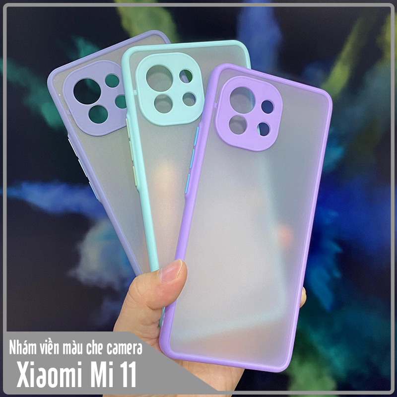 Ốp lưng cho Xiaomi Mi 11 nhám viền màu che camera