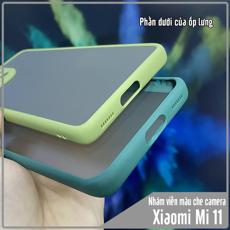 Ốp lưng cho Xiaomi Mi 11 nhám viền màu che camera