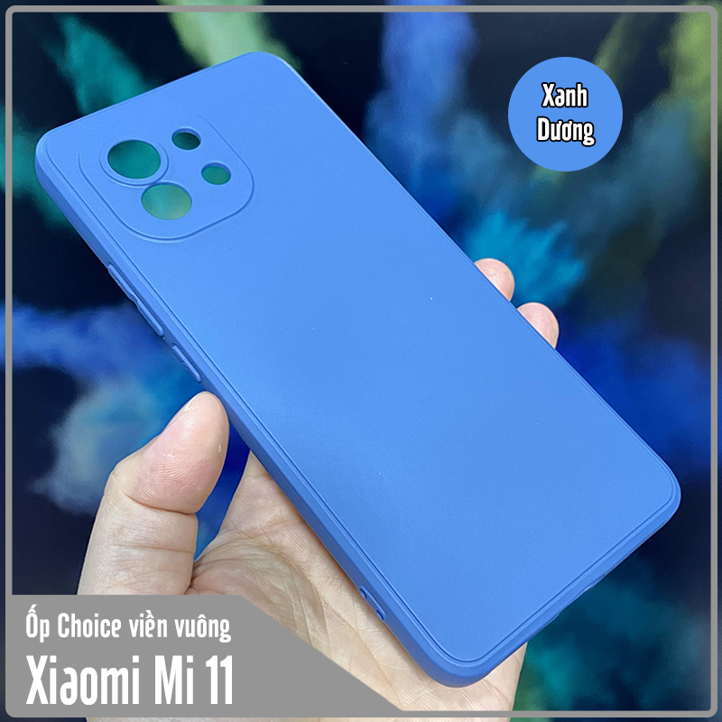 Ốp lưng cho Xiaomi Mi 11 Choice viền vuông dẻo lót nhung che camera