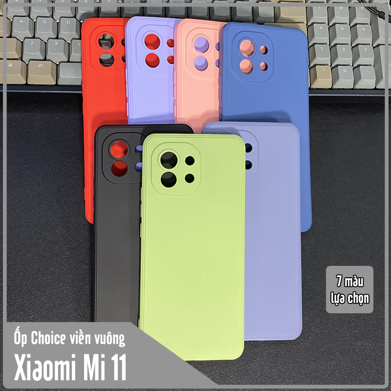 Ốp lưng cho Xiaomi Mi 11 Choice viền vuông dẻo lót nhung che camera