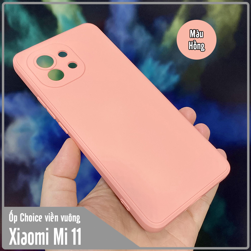 Ốp lưng cho Xiaomi Mi 11 Choice viền vuông dẻo lót nhung che camera