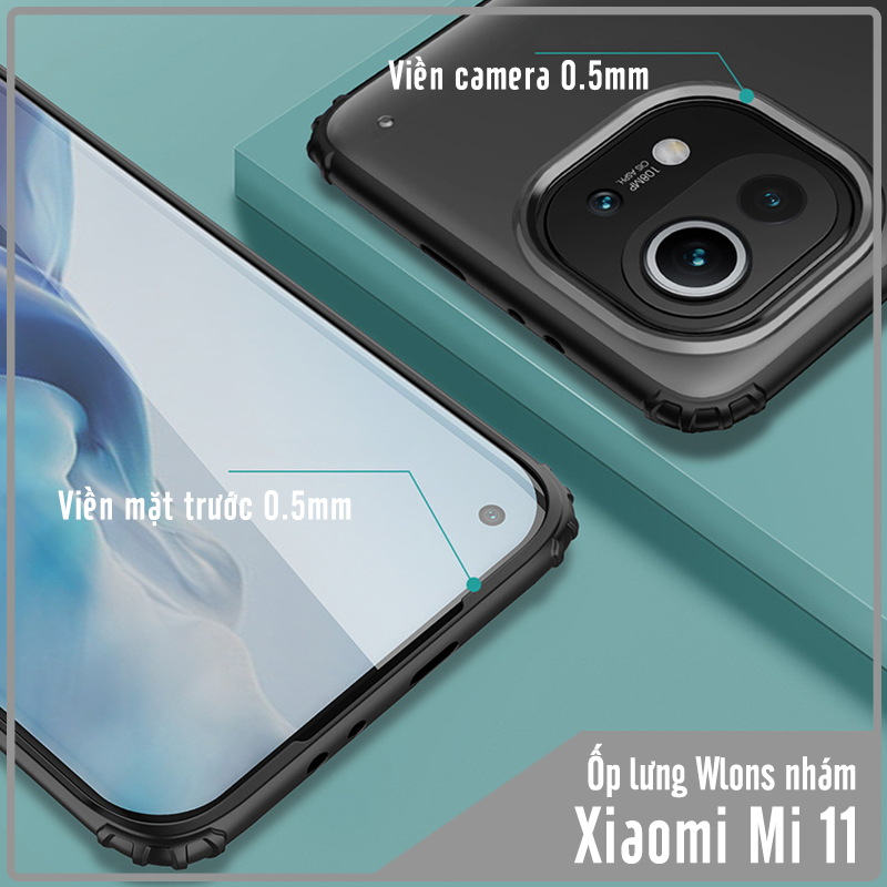 Ốp lưng cho Xiaomi Mi 11 nhám viền màu WLONS