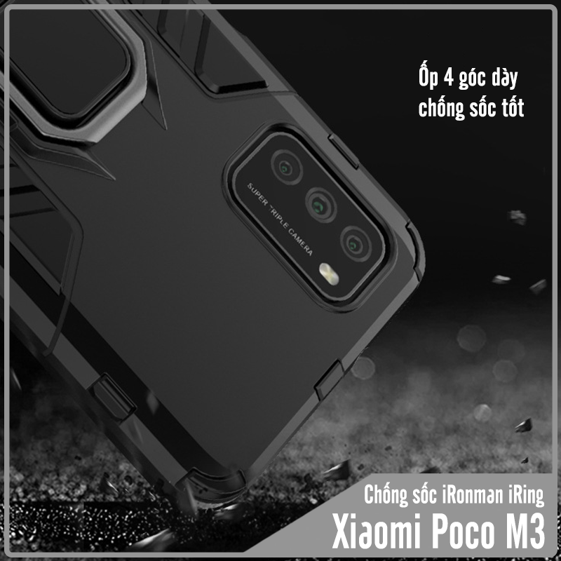 Ốp lưng cho Xiaomi Poco M3 iRON - MAN IRING Nhựa PC cứng viền dẻo chống sốc