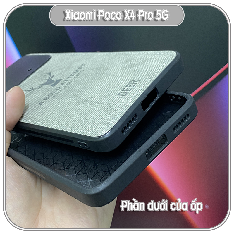Ốp lưng cho Xiaomi Poco X4 Pro 5G giả da con hươu DEER