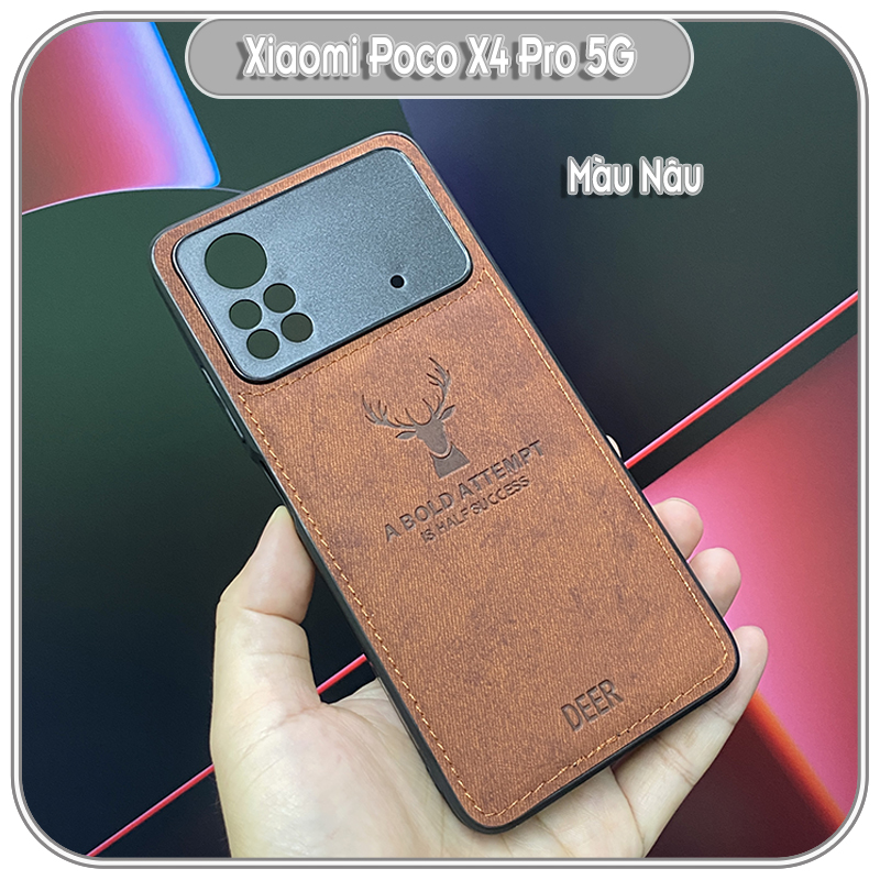 Ốp lưng cho Xiaomi Poco X4 Pro 5G giả da con hươu DEER