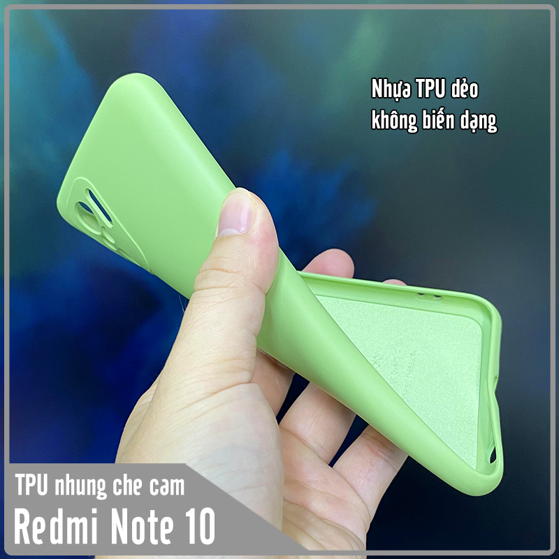 Ốp lưng cho Xiaomi Redmi Note 10S - Note 10 4G, nhựa TPU dẻo màu lót nhung che camera