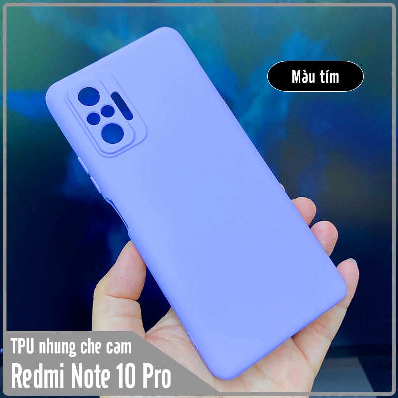 Ốp lưng cho Xiaomi Redmi Note 10 Pro, nhựa TPU dẻo màu lót nhung che camera