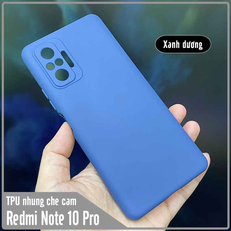 Ốp lưng cho Xiaomi Redmi Note 10 Pro, nhựa TPU dẻo màu lót nhung che camera