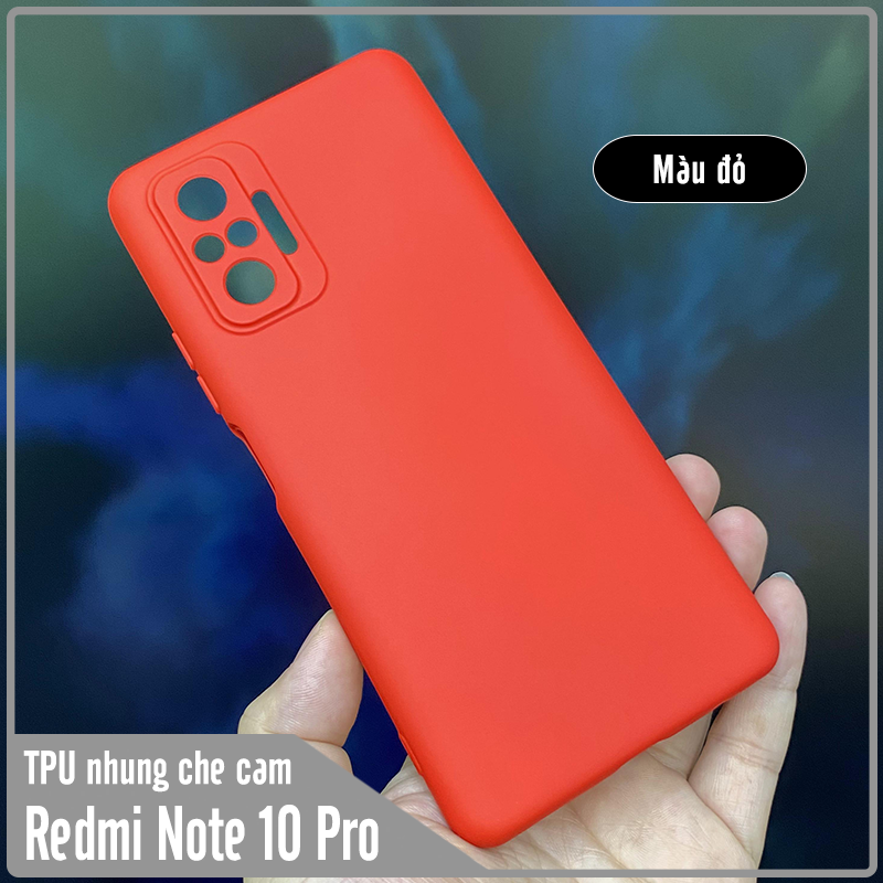 Ốp lưng cho Xiaomi Redmi Note 10 Pro, nhựa TPU dẻo màu lót nhung che camera