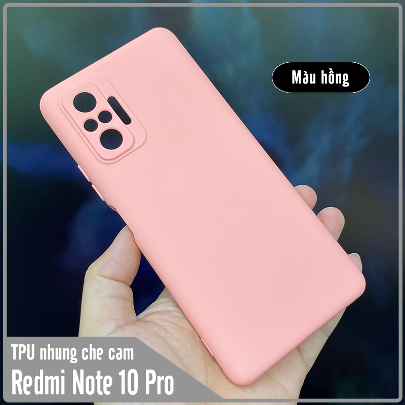 Ốp lưng cho Xiaomi Redmi Note 10 Pro, nhựa TPU dẻo màu lót nhung che camera