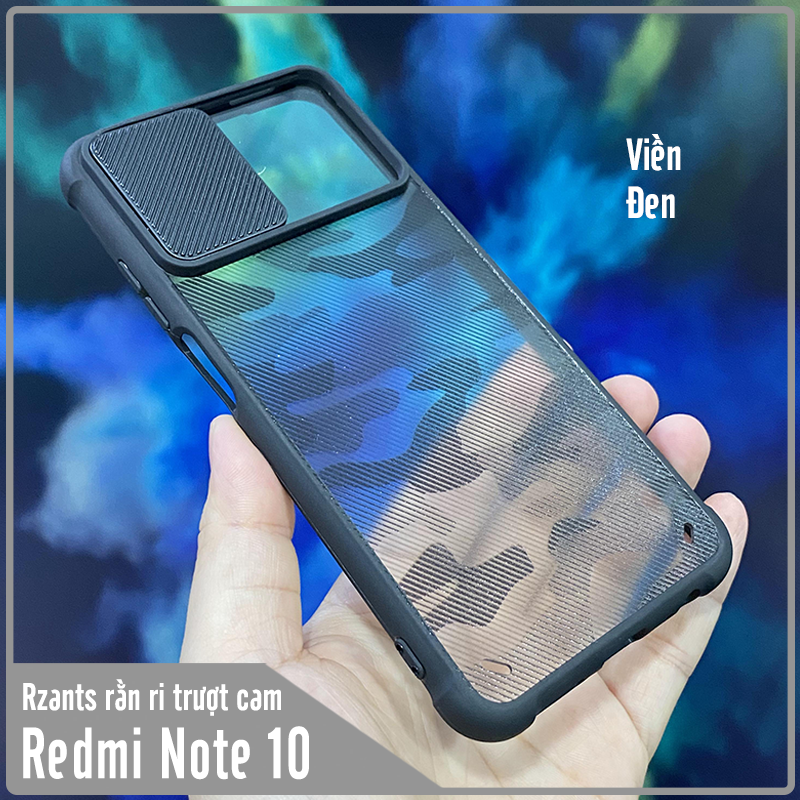 Ốp lưng cho Xiaomi Redmi Note 10 4G - Redmi Note 10S  Rzants rằn ri trượt camera V2
