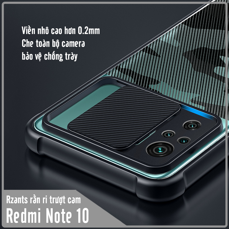 Ốp lưng cho Xiaomi Redmi Note 10 4G - Redmi Note 10S  Rzants rằn ri trượt camera V2