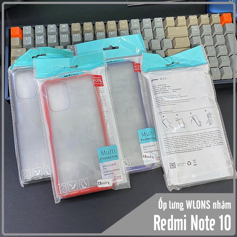 Ốp lưng chống sốc cho Xiaomi Redmi Note 10 4G - Redmi Note 10S nhám viền màu WLONS