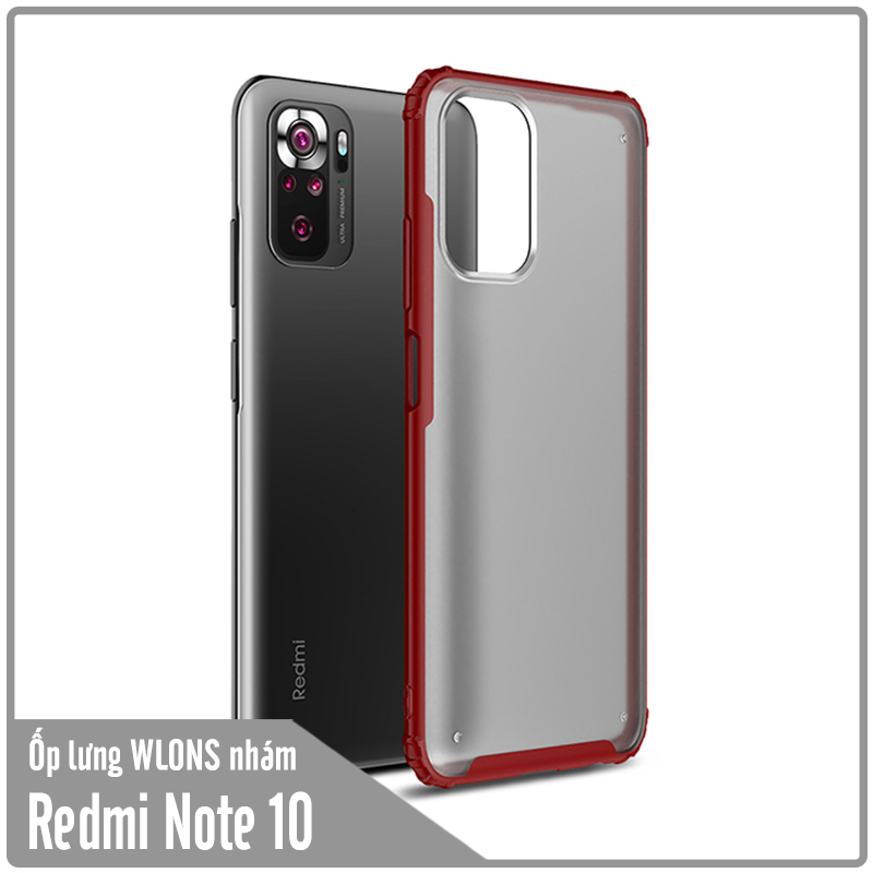 Ốp lưng chống sốc cho Xiaomi Redmi Note 10 4G - Redmi Note 10S nhám viền màu WLONS