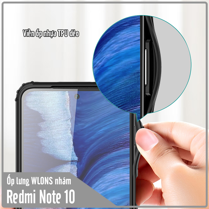 Ốp lưng chống sốc cho Xiaomi Redmi Note 10 4G - Redmi Note 10S nhám viền màu WLONS