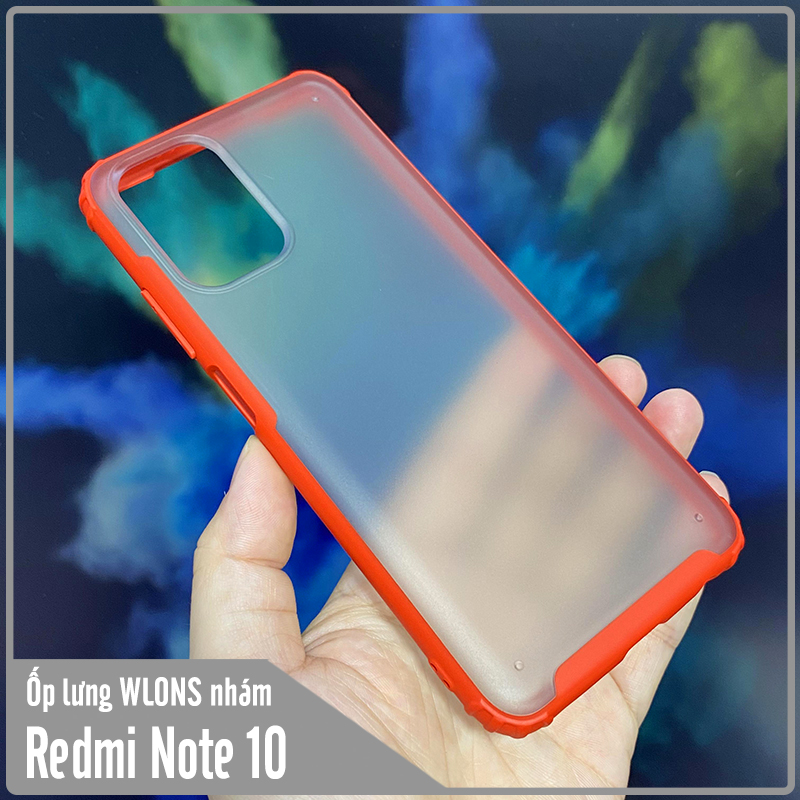 Ốp lưng chống sốc cho Xiaomi Redmi Note 10 4G - Redmi Note 10S nhám viền màu WLONS