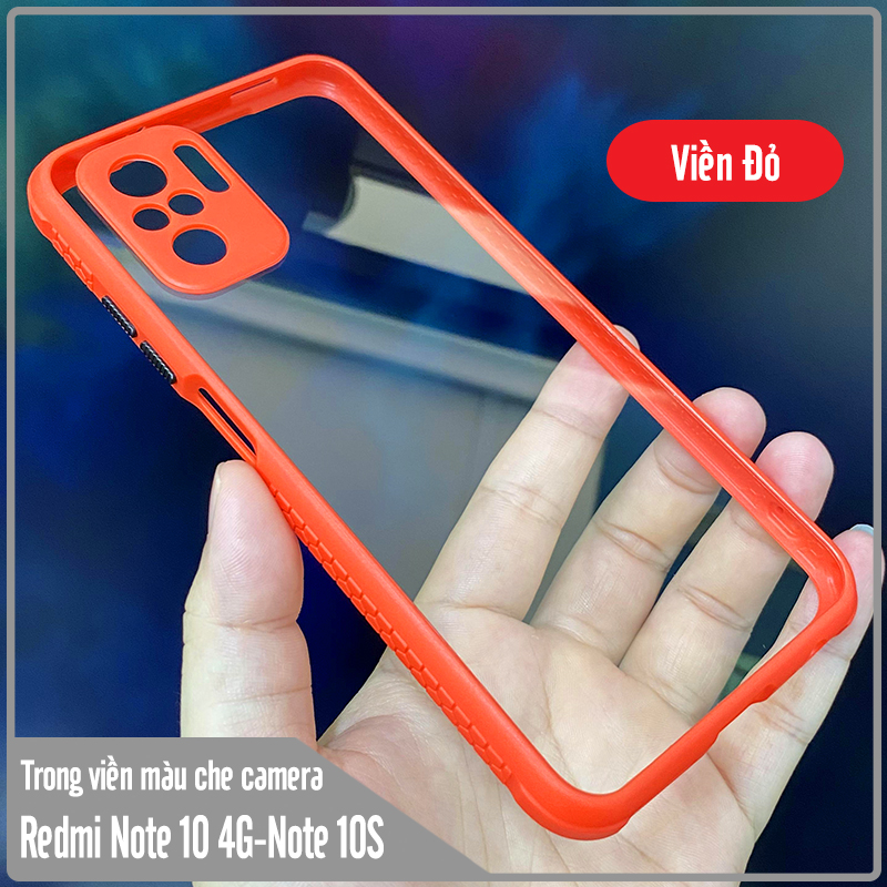 Ốp lưng Xiaomi Redmi Note 10S - Note 10 4G trong viền màu che camera 4 Góc chống sốc