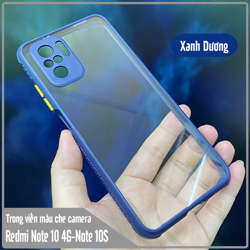 Ốp lưng Xiaomi Redmi Note 10S - Note 10 4G trong viền màu che camera 4 Góc chống sốc