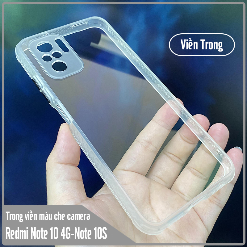 Ốp lưng Xiaomi Redmi Note 10S - Note 10 4G trong viền màu che camera 4 Góc chống sốc