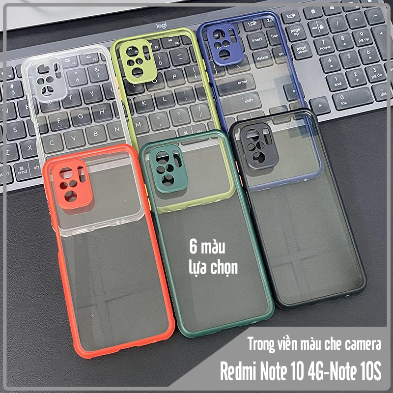 Ốp lưng Xiaomi Redmi Note 10S - Note 10 4G trong viền màu che camera 4 Góc chống sốc