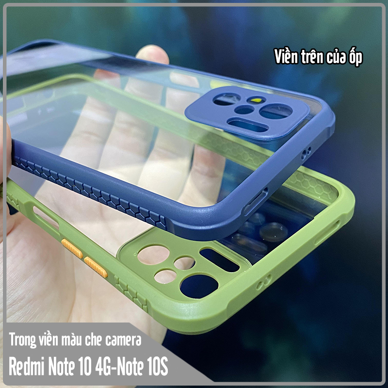 Ốp lưng Xiaomi Redmi Note 10S - Note 10 4G trong viền màu che camera 4 Góc chống sốc