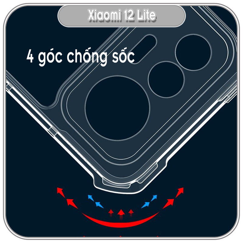 Ốp lưng cho Xiaomi 12 Lite 5G - NE, chống sốc trong viền nhựa dẻo XunDD