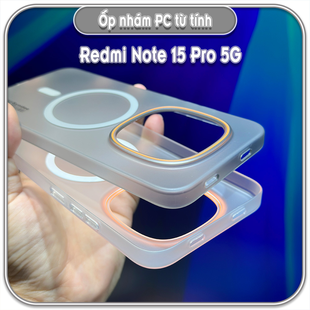 Ốp PC mỏng cho Redmi Note 15 Pro 5G, có nam châm sạc từ tính