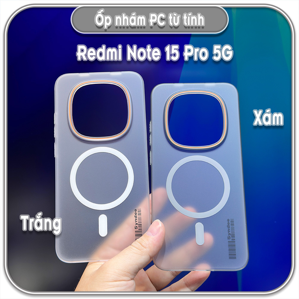Ốp PC mỏng cho Redmi Note 15 Pro 5G, có nam châm sạc từ tính