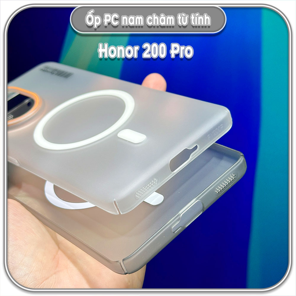 Ốp PC mỏng cho Honor 200 Pro, có nam châm sạc từ tính