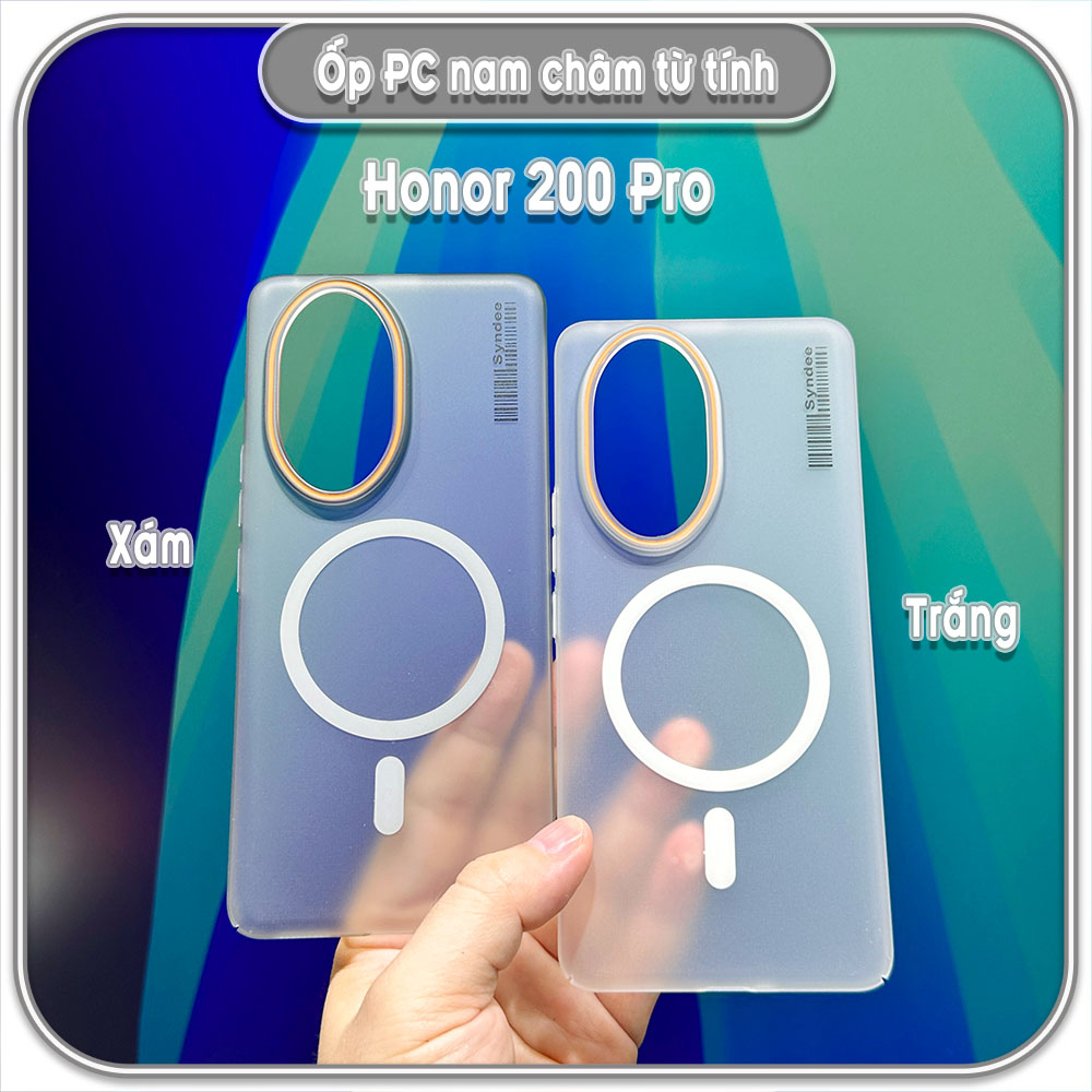 Ốp PC mỏng cho Honor 200 Pro, có nam châm sạc từ tính