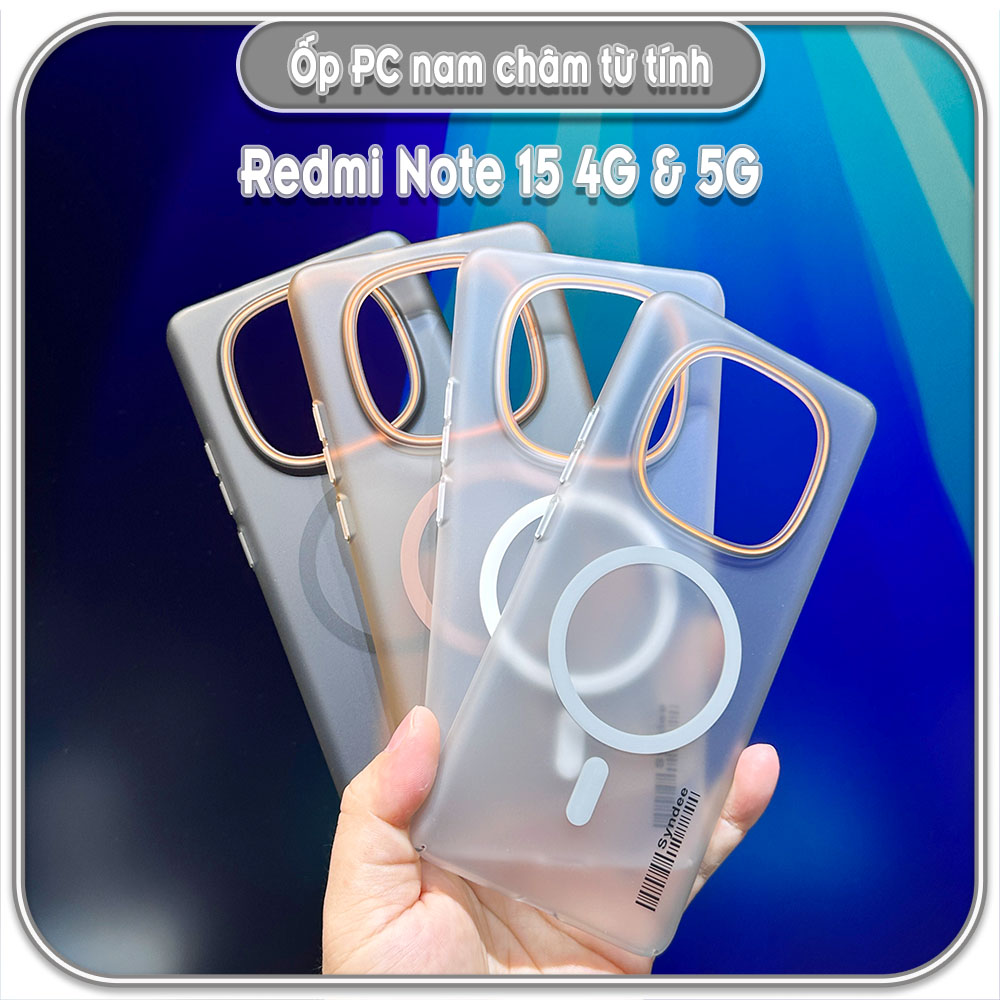 Ốp PC mỏng cho Redmi Note 15 4G & 5G, có nam châm sạc từ tính