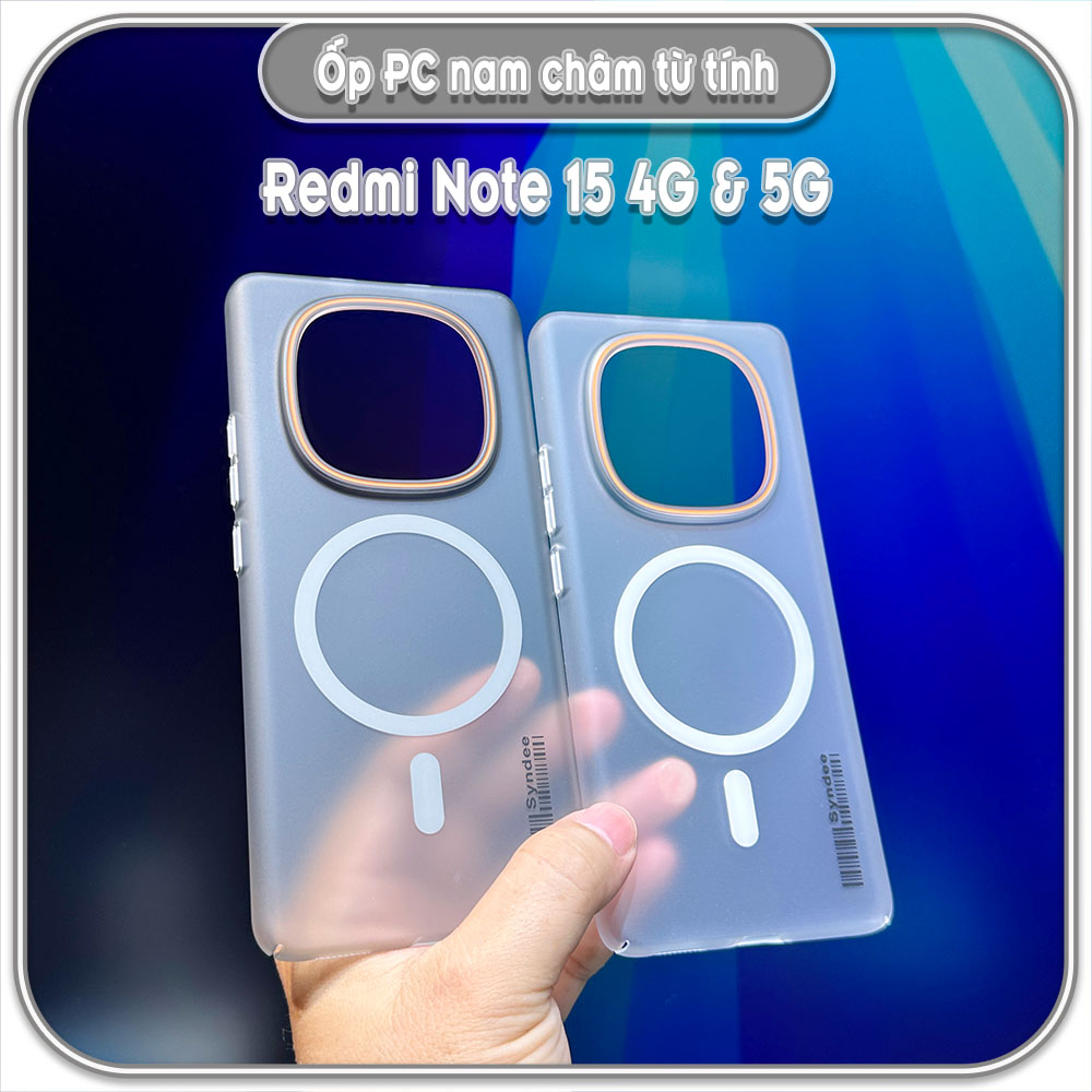 Ốp PC mỏng cho Redmi Note 15 4G & 5G, có nam châm sạc từ tính
