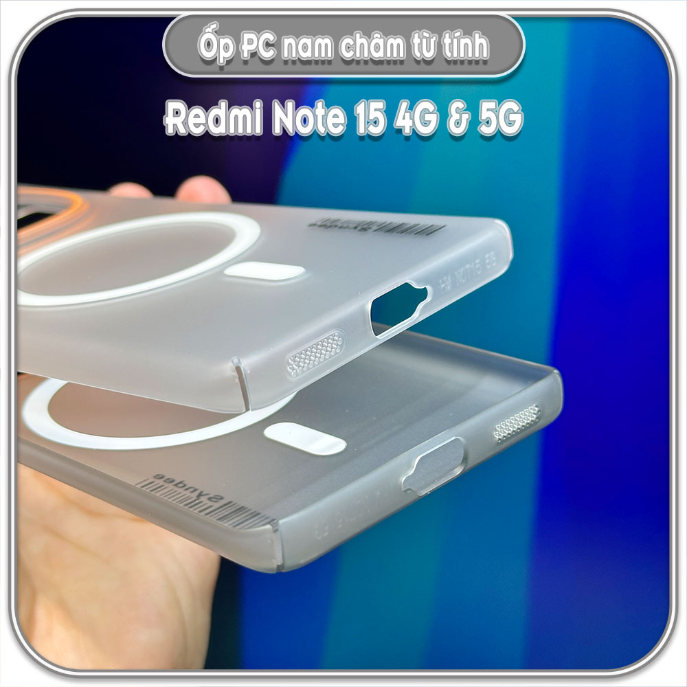 Ốp PC mỏng cho Redmi Note 15 4G & 5G, có nam châm sạc từ tính