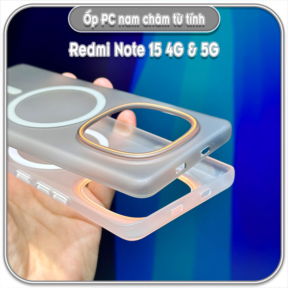 Ốp PC mỏng cho Redmi Note 15 4G & 5G, có nam châm sạc từ tính