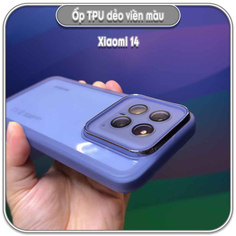 Ốp dẻo viền màu Xiaomi 14, che full camera