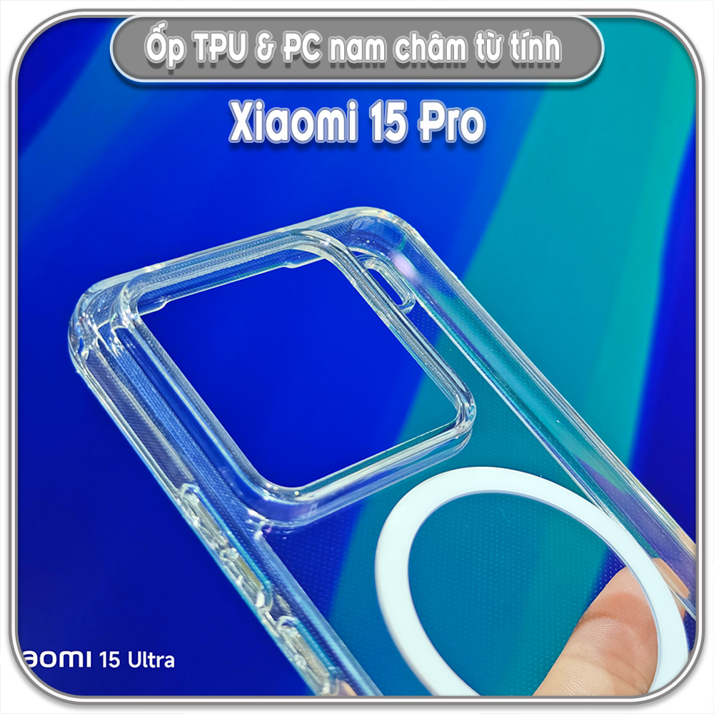 Ốp TPU+PC cho Xiaomi 15 Pro, nam châm sạc từ tính