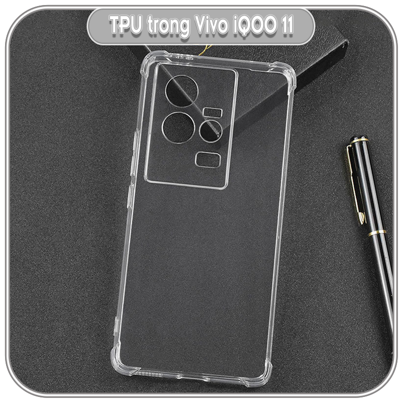 Ốp chống sốc cho Vivo iQOO 11 5G, nhựa dẻo TPU trong che camera