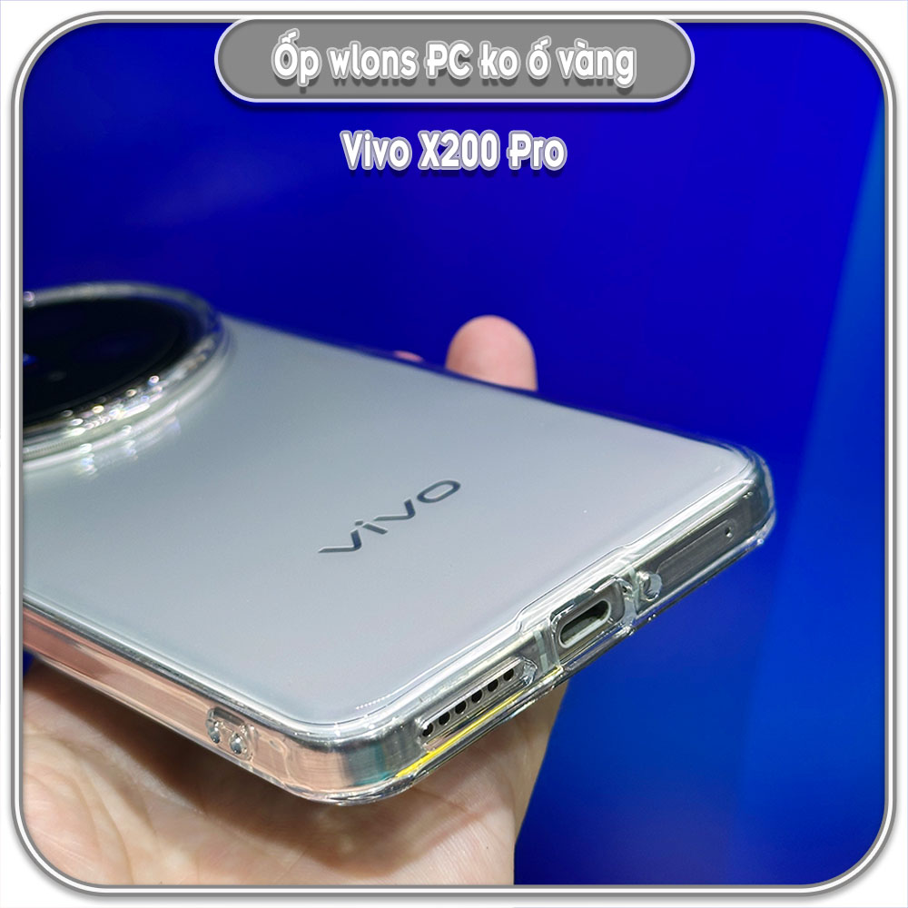 Ốp chống sốc cho Vivo X200 Pro, wlons lưng PC không ố vàng