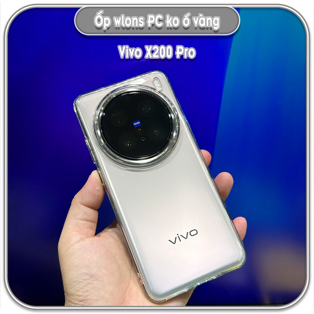 Ốp chống sốc cho Vivo X200 Pro, wlons lưng PC không ố vàng