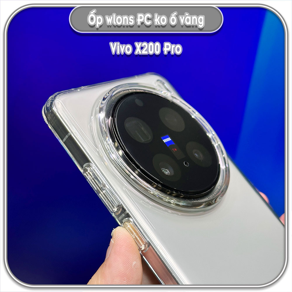 Ốp chống sốc cho Vivo X200 Pro, wlons lưng PC không ố vàng