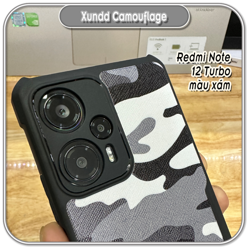 Ốp cho Redmi Note 12 - 12S - 12 Turbo - 12 Pro 4G 5G, Xundd Camouflage 4 góc chống sốc