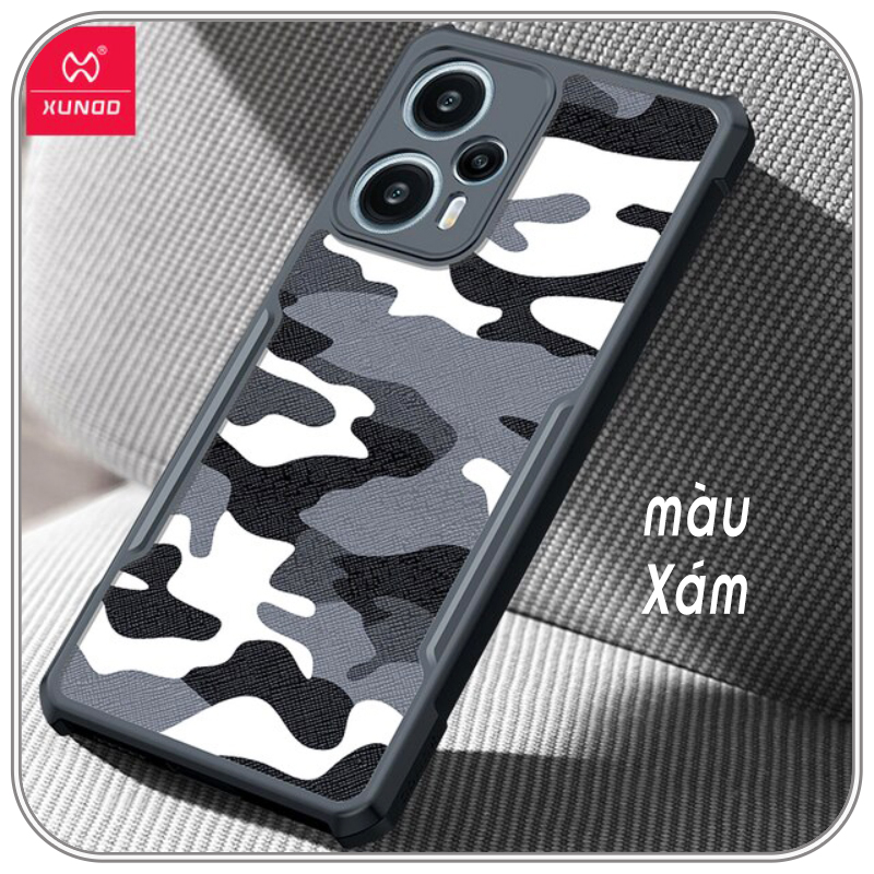 Ốp cho Redmi Note 12 - 12S - 12 Turbo - 12 Pro 4G 5G, Xundd Camouflage 4 góc chống sốc