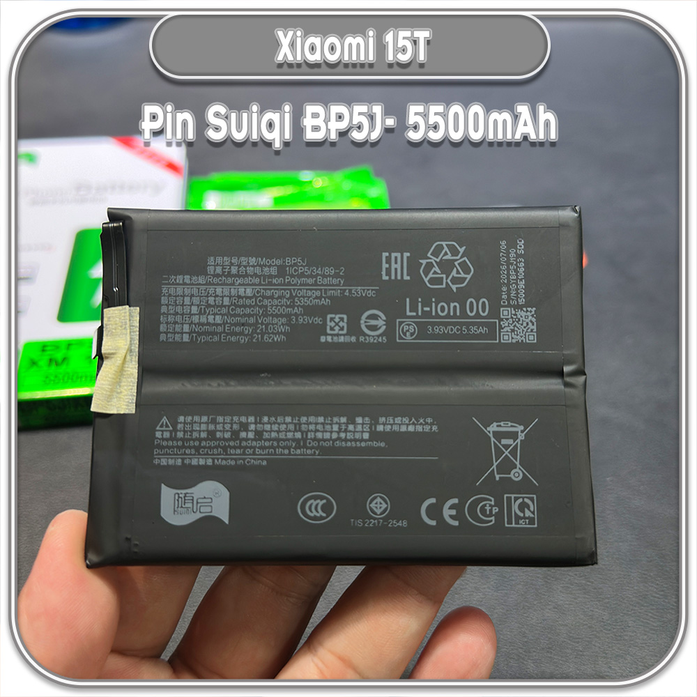 Thay Pin Xiaomi 15T, Suiqi BP5J 5500mAh