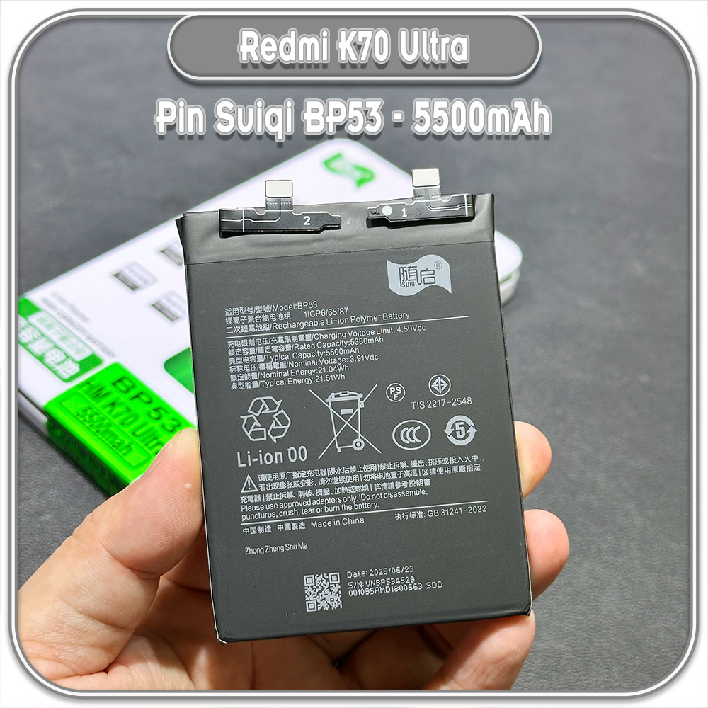 Thay pin Redmi K70 Ultra Suiqi BP53 5500mAh