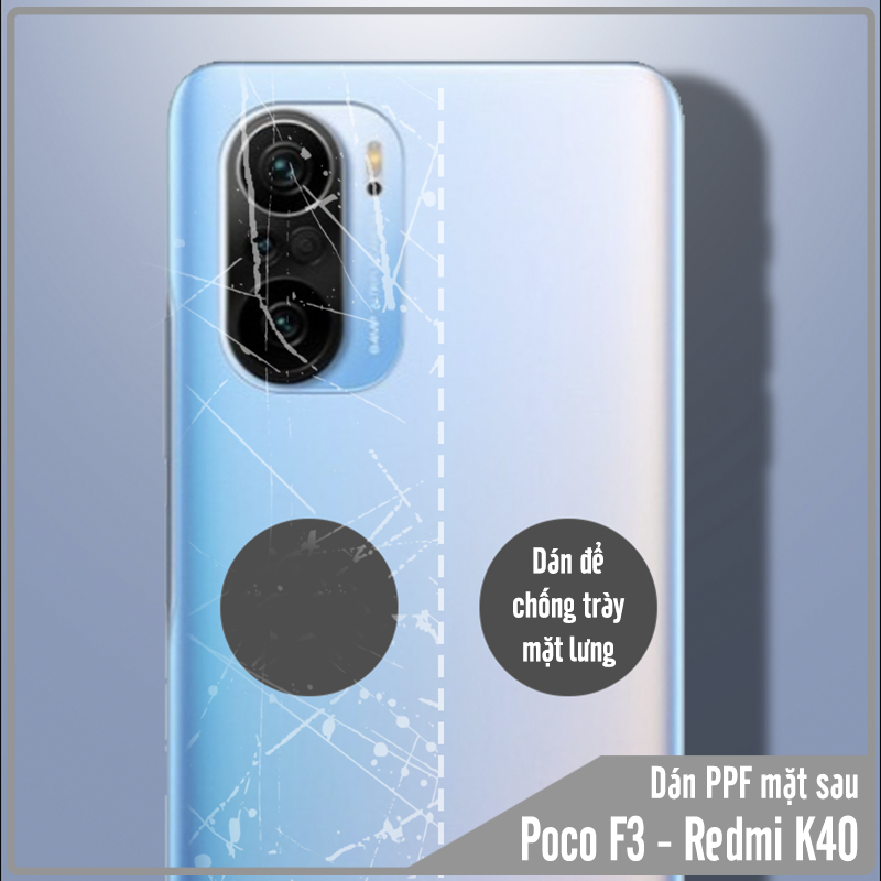 Miếng Dán PPF mặt sau cho Xiaomi Poco F3 - Redmi K40, Trong suốt / Ánh 7 màu / Nhám