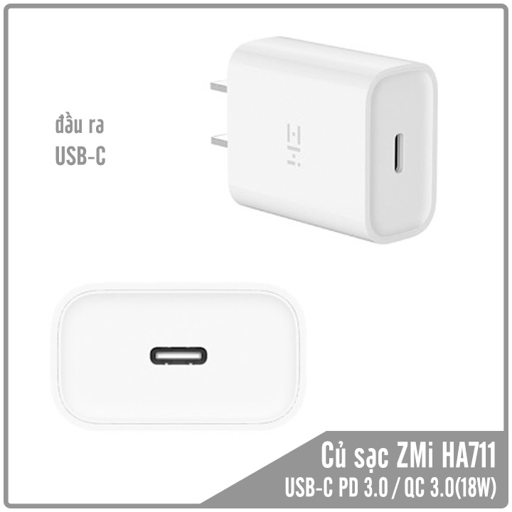 Củ sạc nhanh ZMi HA711 USB-C QC 3.0 / PD 3.0 (18W)