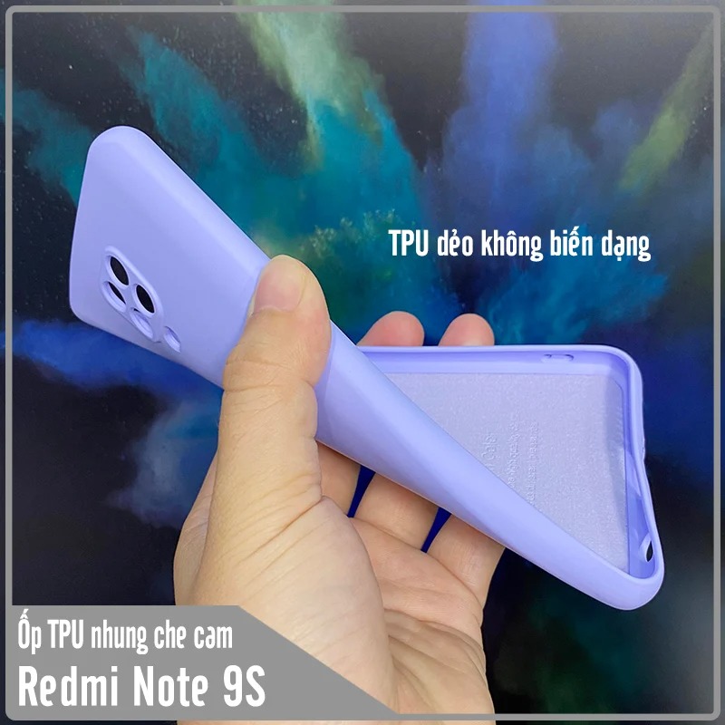 Ốp lưng cho Redmi Note 9S - Note 9 Pro, nhựa TPU dẻo màu lót nhung che camera